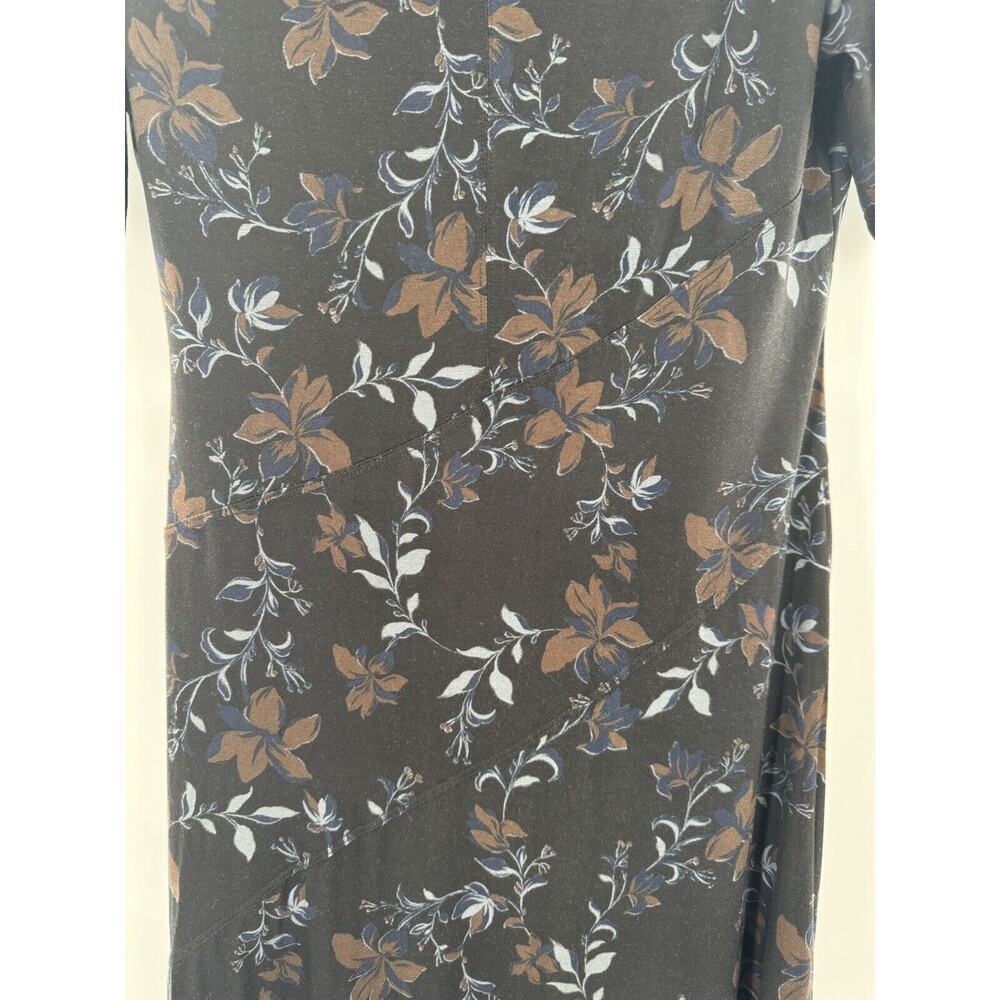 Free People Maxi Dress Black Side Slit Size M Short Sleeve Grunge Witchy Floral‌ - Picture 9 of 16